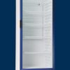 Exhibidora vertical 470 litros sin cenefa zócalo curvo puerta azul